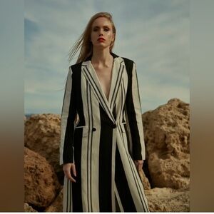 New with tags Zara Stripe Linen Blend Coat Size Medium